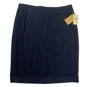 Coldwater Creek Denim Pencil Skirt Dark Wash Indigo Blue Size 14 Misses NWT